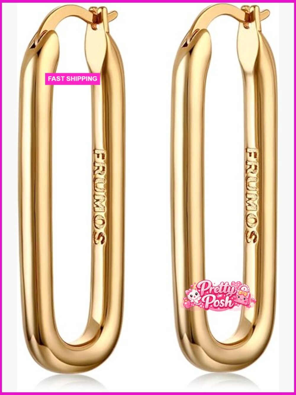 18K Gold Plated Chunky Hoop Earrings for Women Fashion Thick Gold Hoops